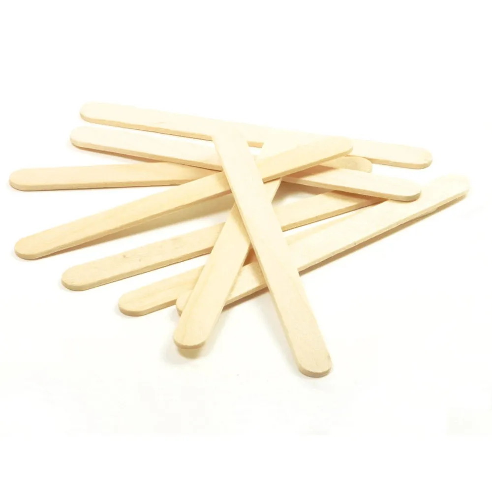 100 pcs Natural Wood Popsicle Sticks Wooden Craft Sticks Wax 4-1/2" x 3/8" New