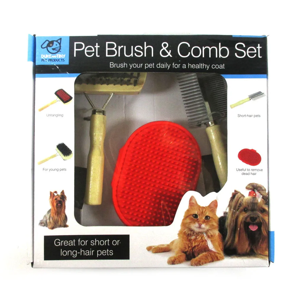 3PC Pet Brush Set Groom Tangled Hair Shampoo Dogs Cats All Type Wet Dry Shedding