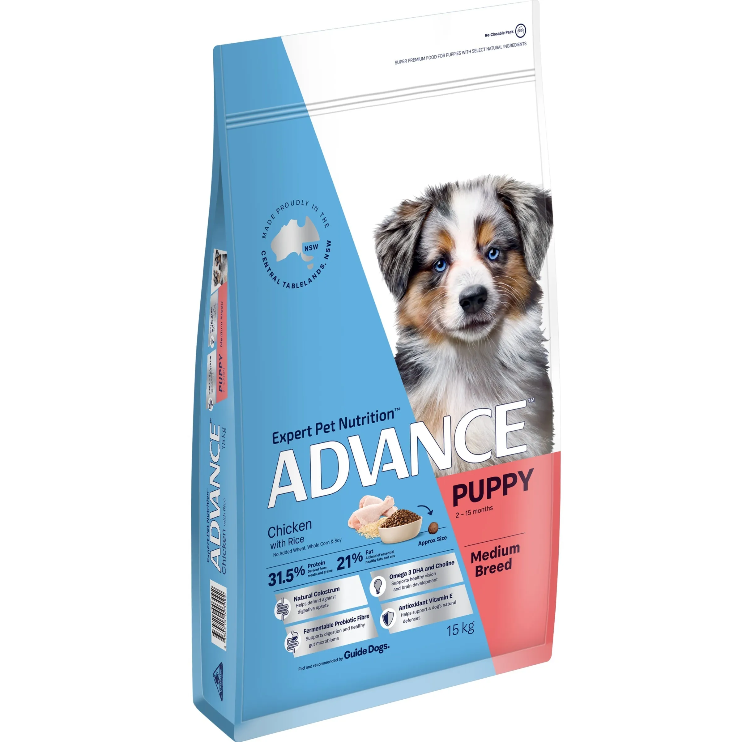 Advance Chicken and Rice Medium Breed Puppy Dry Food 15kg