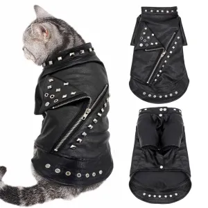 Black Leather Jacket for Cats