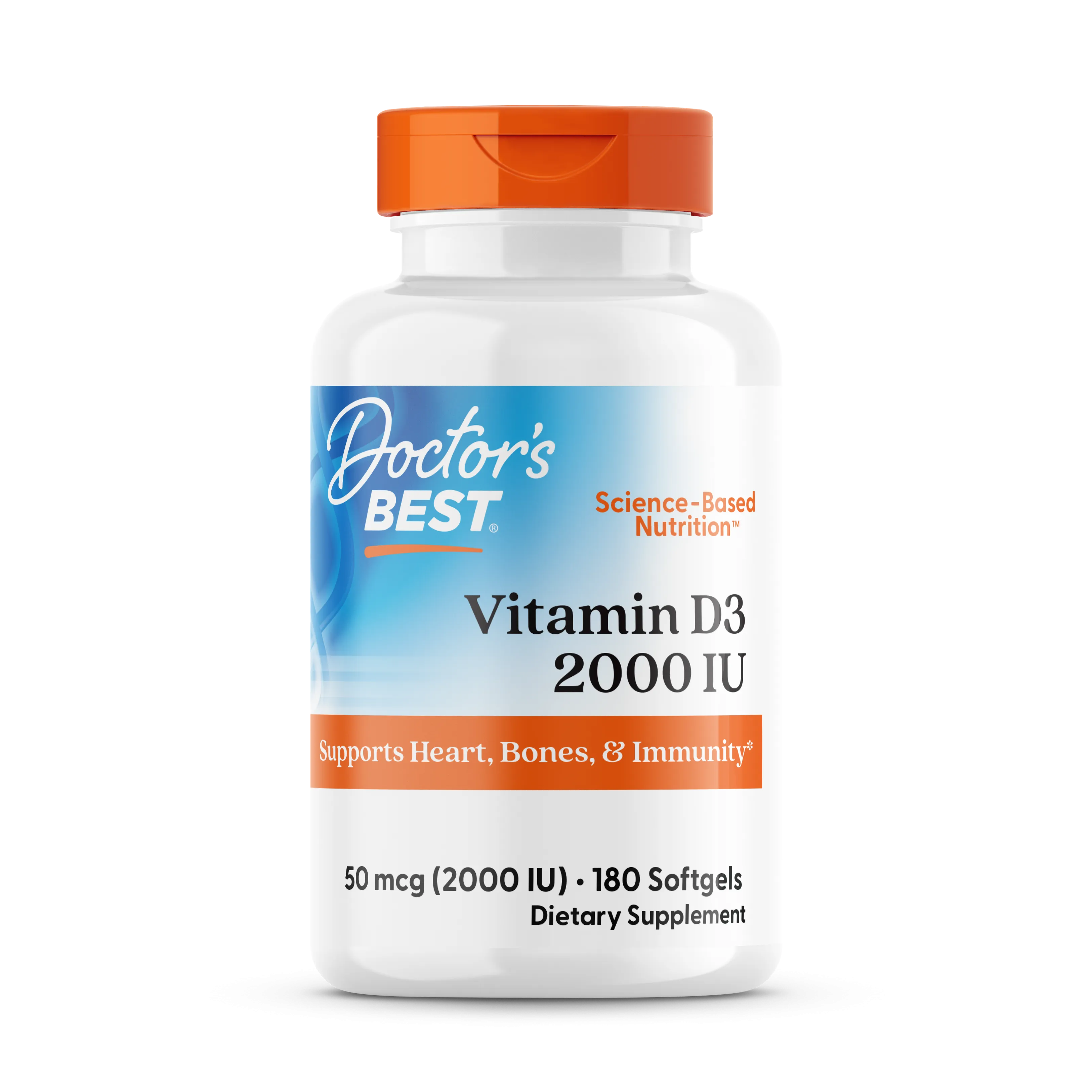 Doctor's Best Vitamin D3, 50 mcg (2,000 IU), 180 Softgels