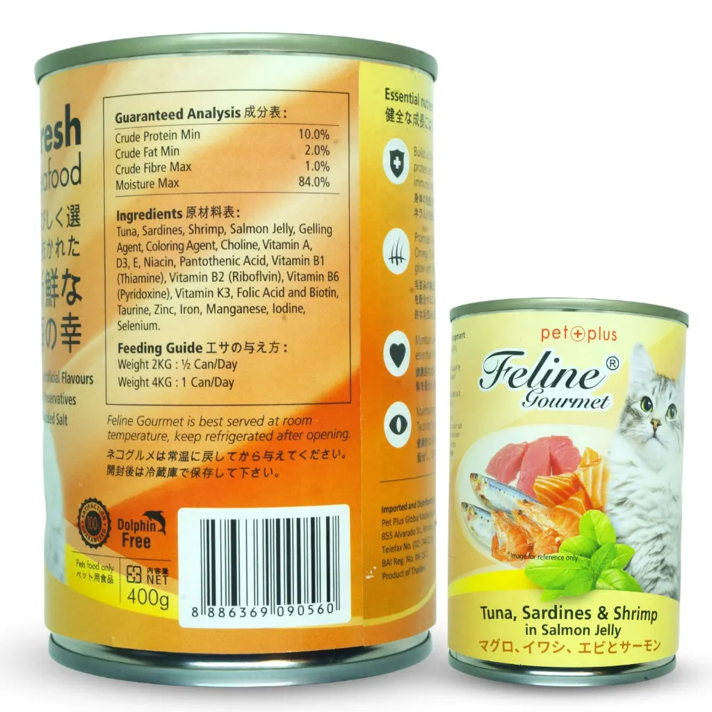 Feline Gourmet Wet Cat Food in 400g Can for Adult/Kitten Grain-Free