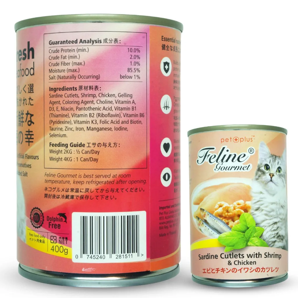 Feline Gourmet Wet Cat Food in 400g Can for Adult/Kitten Grain-Free
