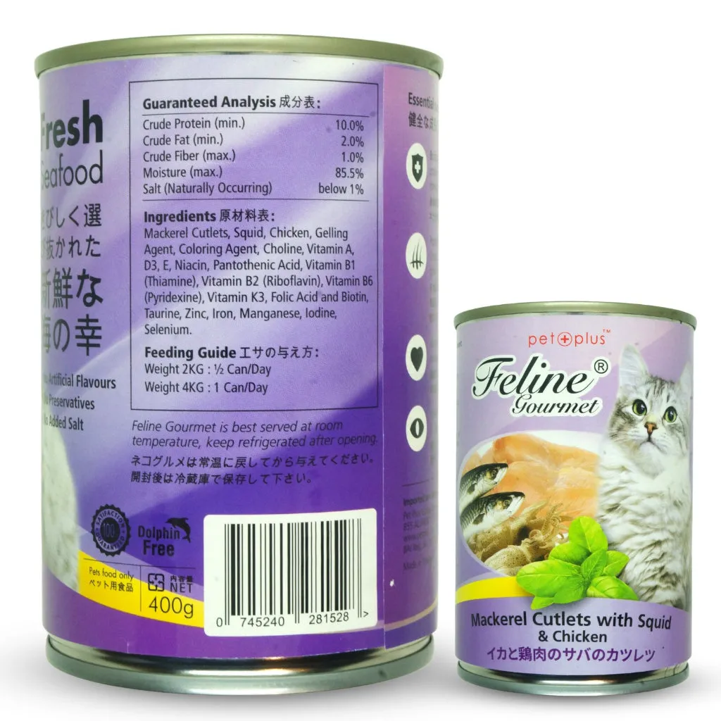 Feline Gourmet Wet Cat Food in 400g Can for Adult/Kitten Grain-Free