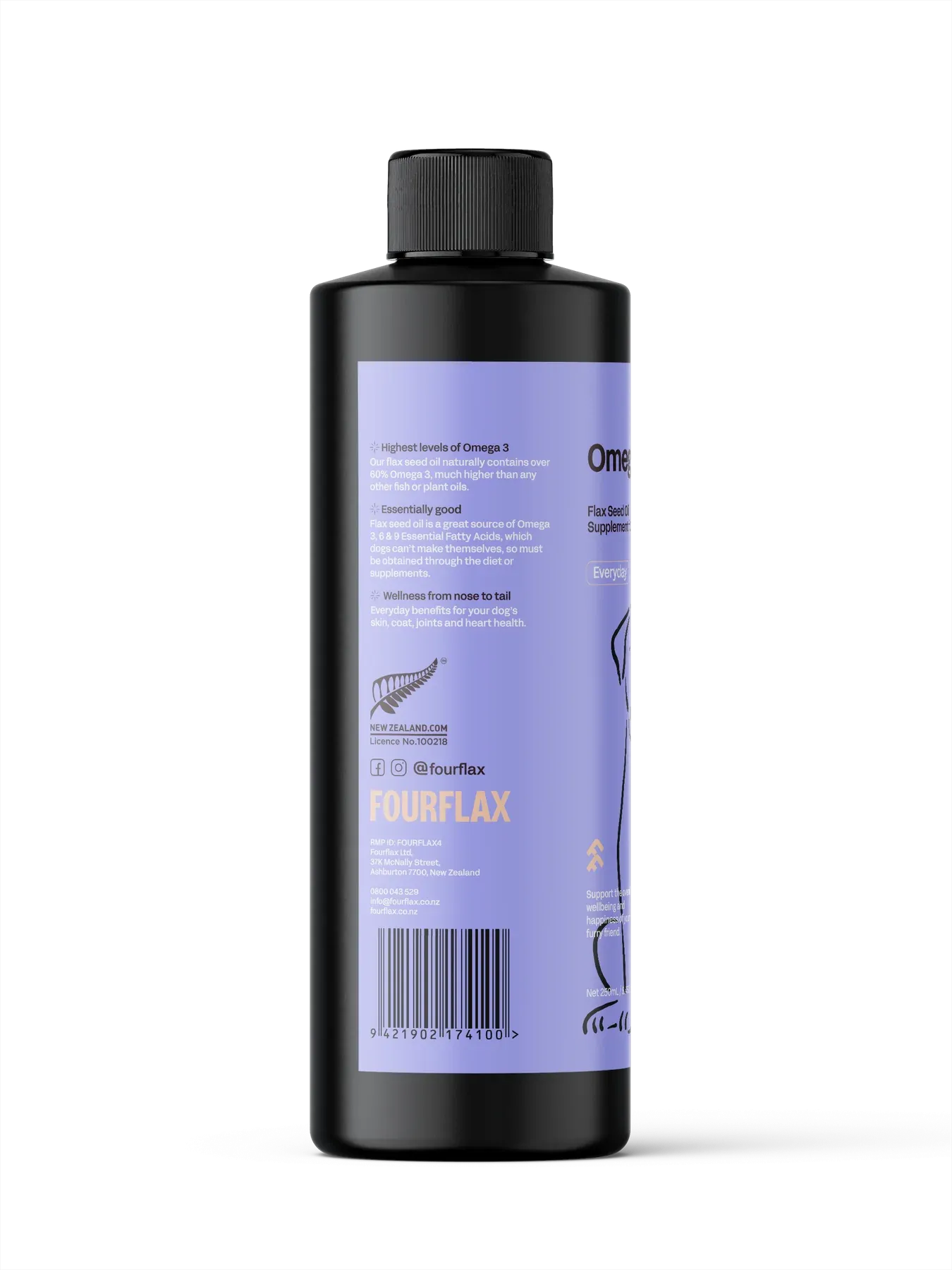 Fourflax Flax Seed Oil Supplement for Dogs (Omega 3)