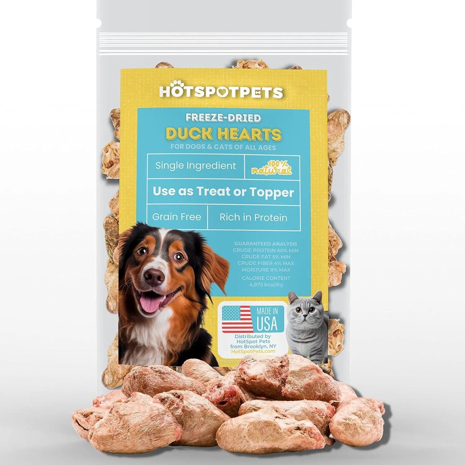 Freeze Dried Duck Hearts for Dogs & Cats