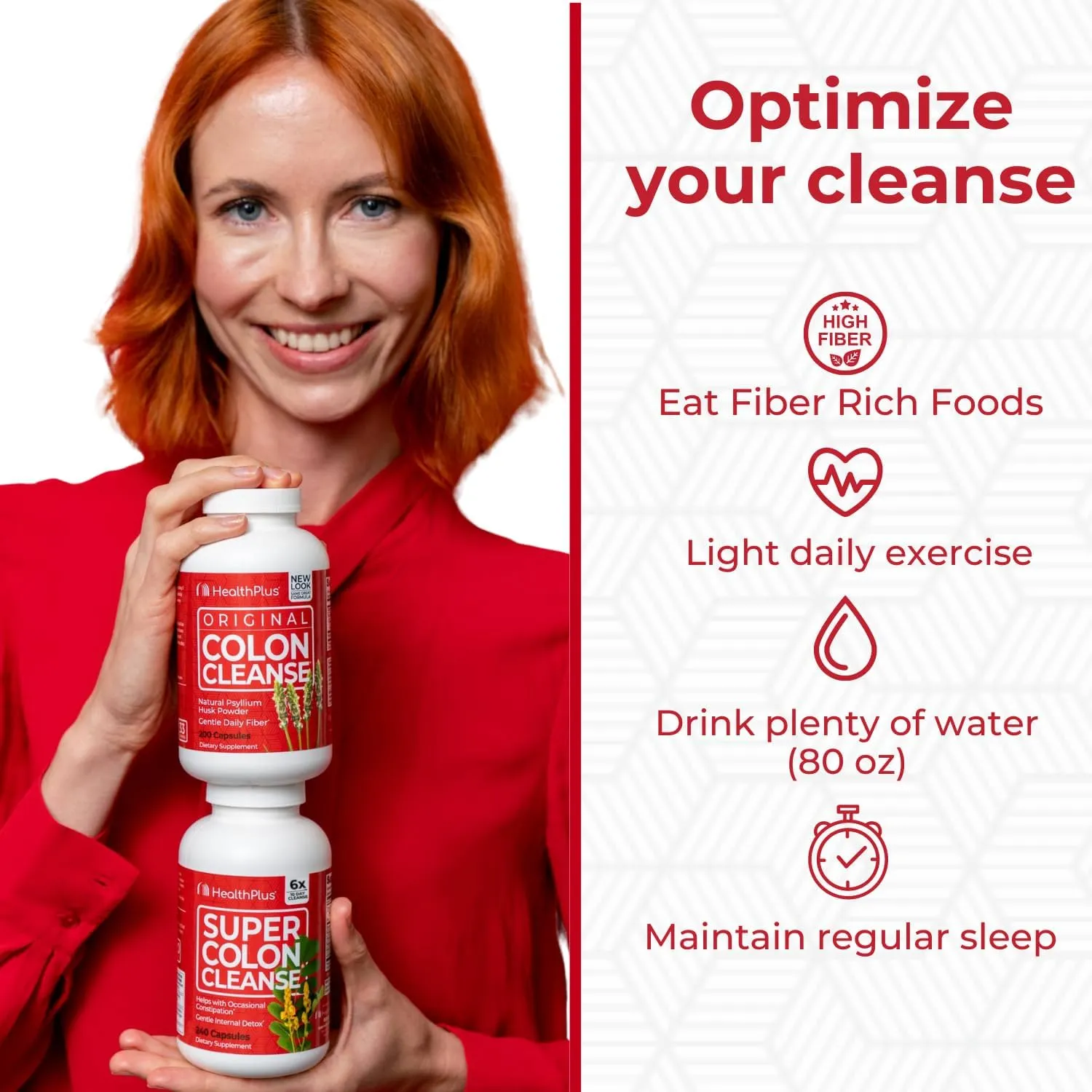 Gentle Gut Cleanse Detox: Health Plus Super Colon Cleanse - 10-Day Support with Psyllium Husk, Probiotics, Digestive and Constipation Relief - 60 Capsules
