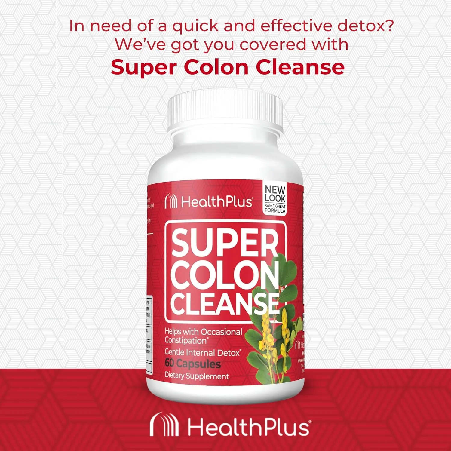 Gentle Gut Cleanse Detox: Health Plus Super Colon Cleanse - 10-Day Support with Psyllium Husk, Probiotics, Digestive and Constipation Relief - 60 Capsules