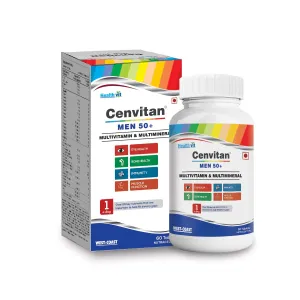 Healthvit Cenvitan Multivitamin for Men 50  | Men Daily Nutrition, Immunity Booster | Hair, Skin and Nails | Bone Health | Energy Boost | Metabolism Booster - 60 Tablets (25 Nutrients)