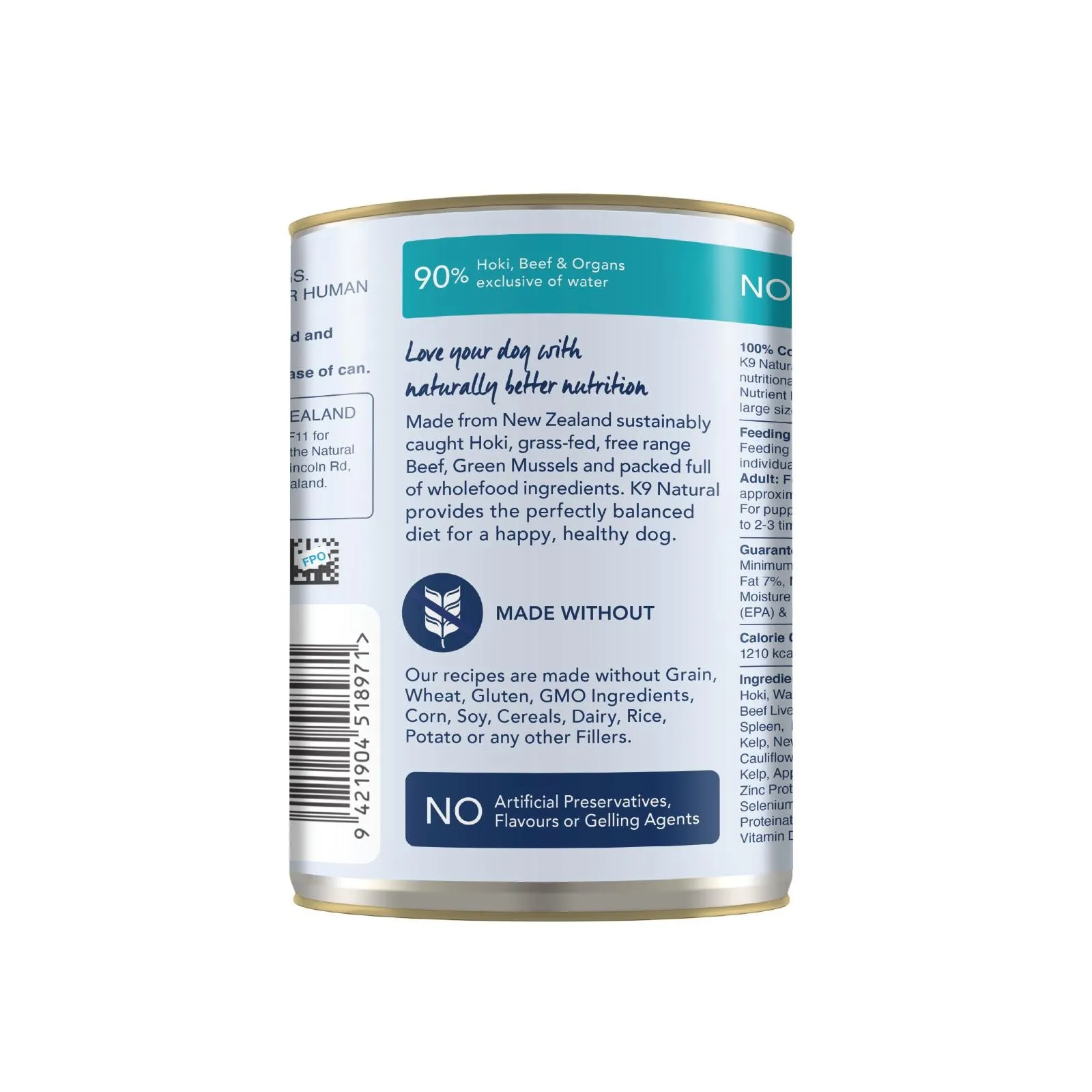 K9 Natural Hoki and Beef Feast Wet Dog Food 370g^^^