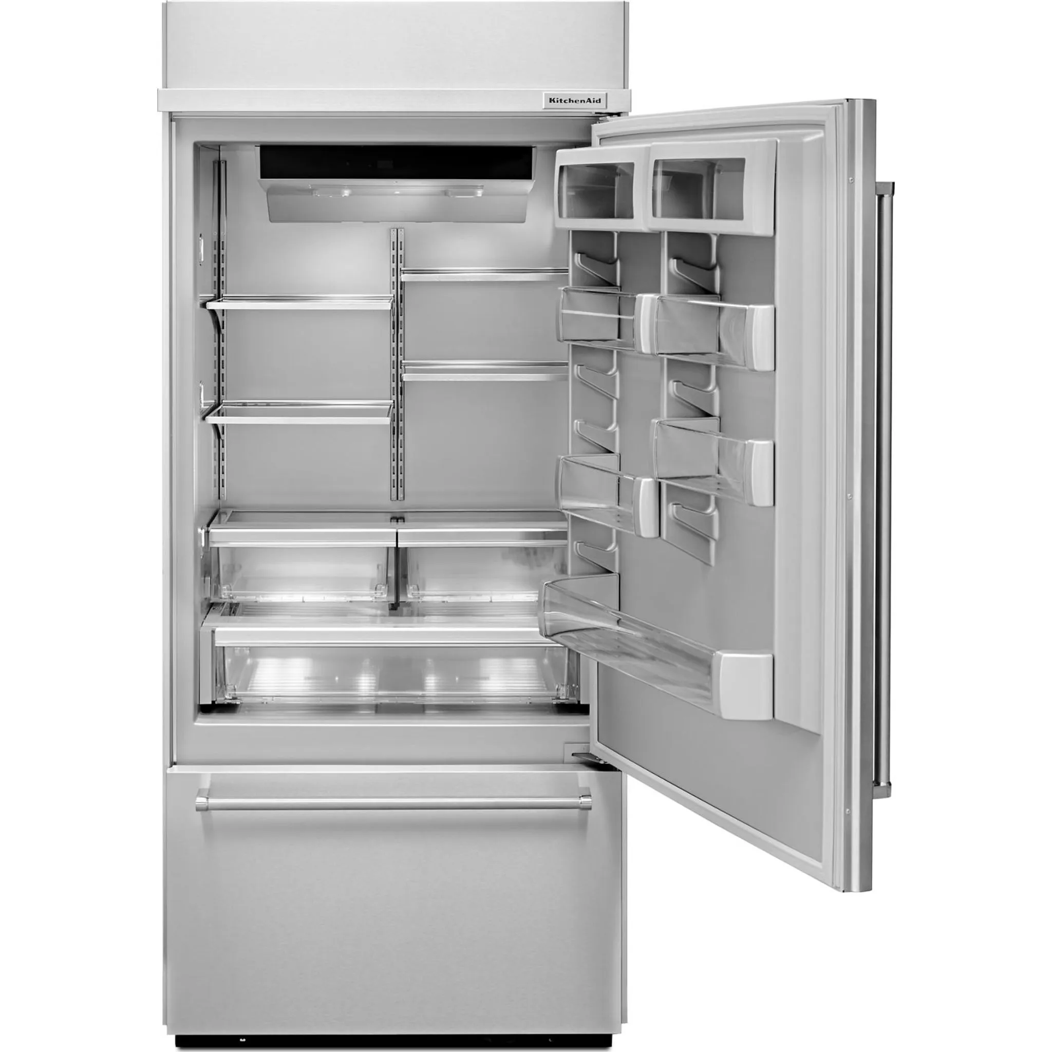 KitchenAid  20.9 cu. ft. 36" Width Built-In Stainless Bottom Mount Refrigerator with Platinum Interior Design (KBBR306ESS)