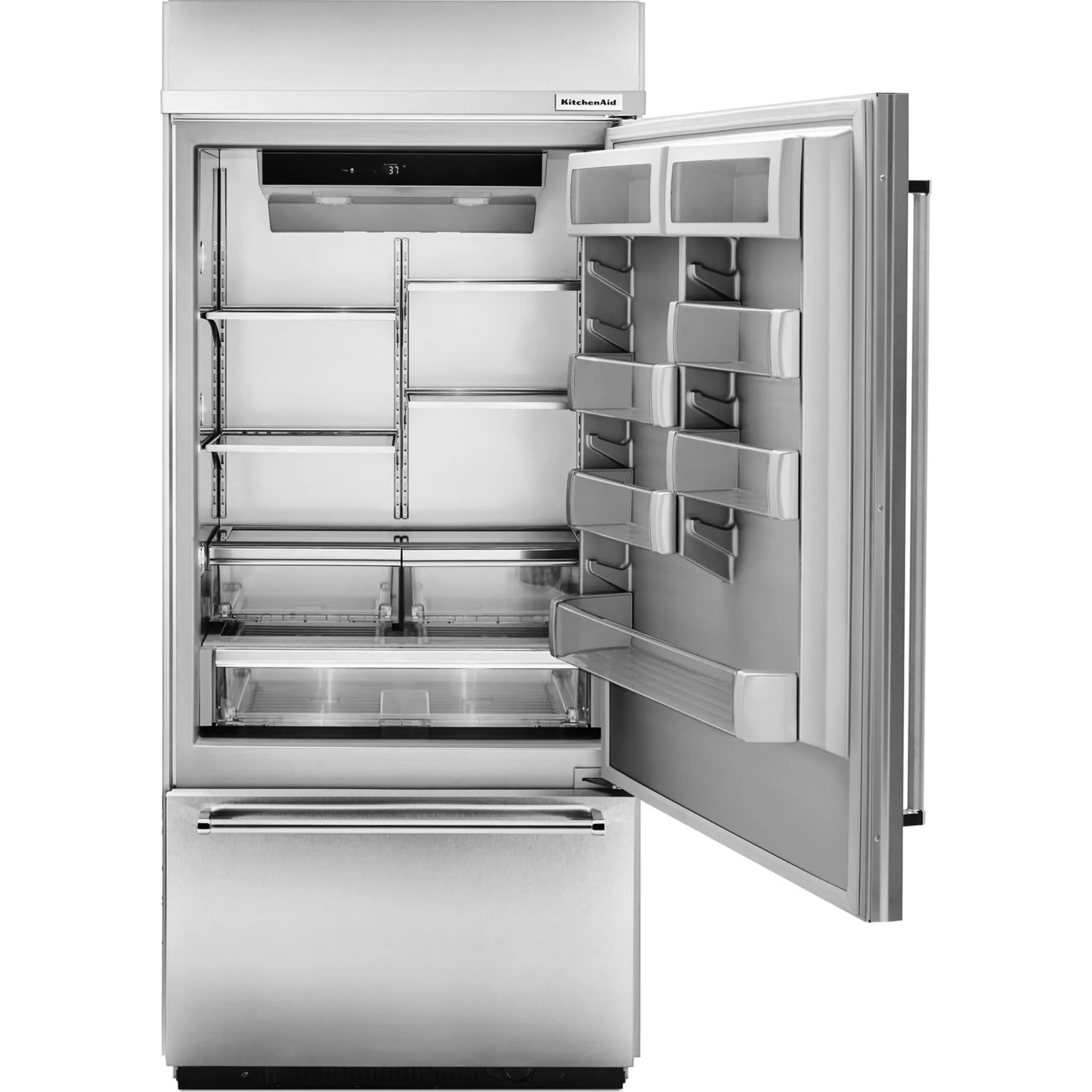 KitchenAid  20.9 cu. ft. 36" Width Built-In Stainless Bottom Mount Refrigerator with Platinum Interior Design (KBBR306ESS)