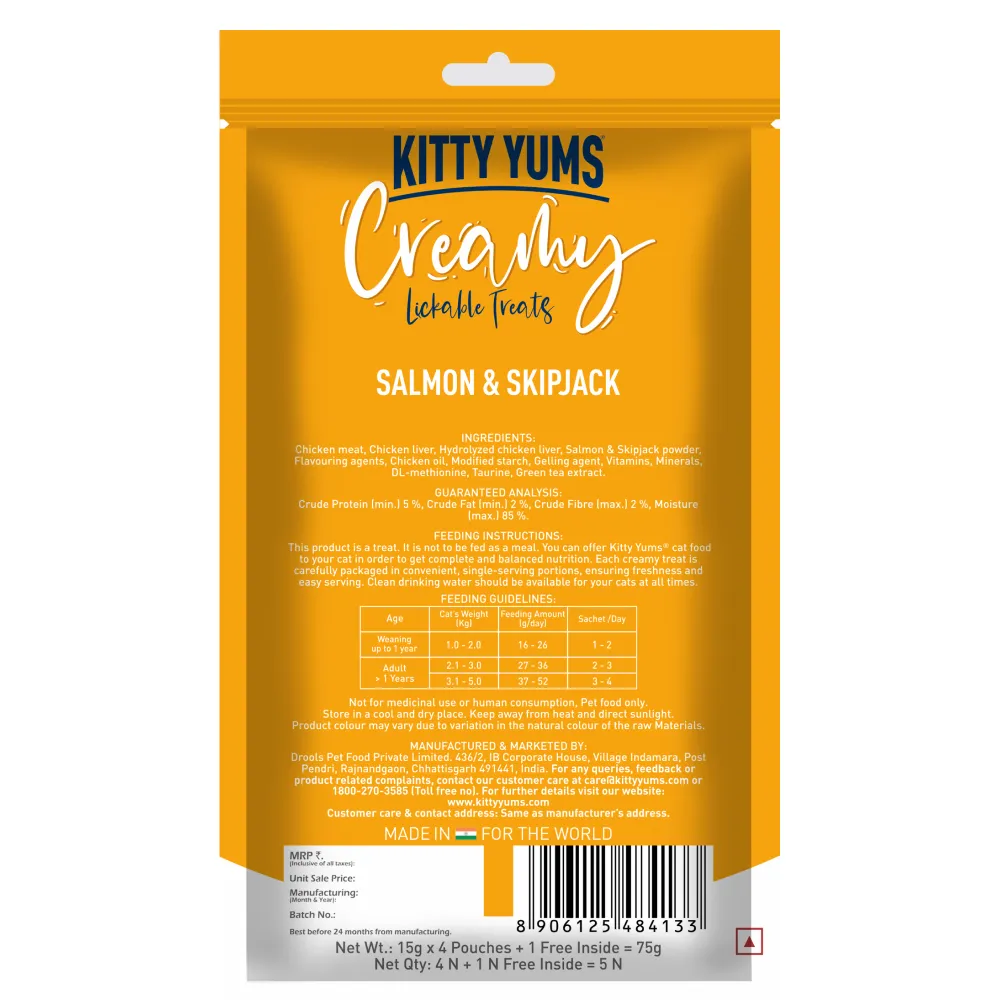 Kitty Yums Tuna & Bonito and Salmon & Skipjack Creamy Cat Treats Combo