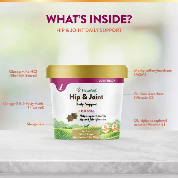 NaturVet Hip & Joint for Cats - 60 chew tabs