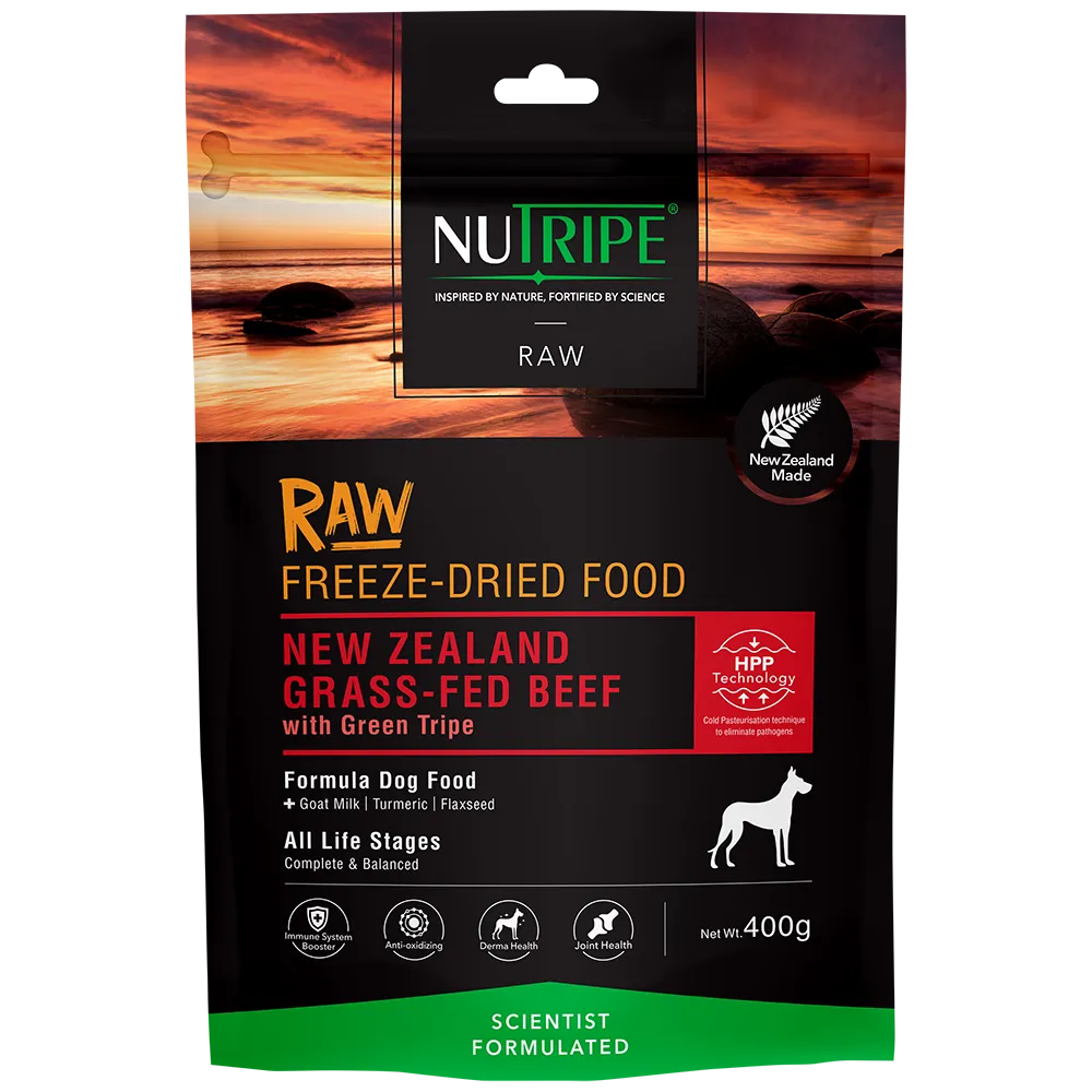 Nutripe Dog Raw Freeze Dried NZ Grass-Fed Beef with Beef Green Tripe 400g ( EXPIRY 1 MAR 2025 )
