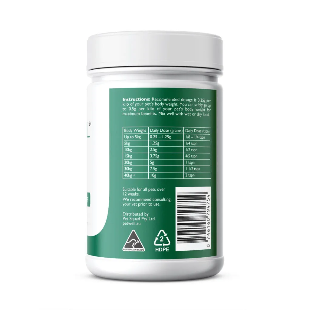 PetWell Digest Natural Pet Digestion Supplement for Dogs and Cats 125g