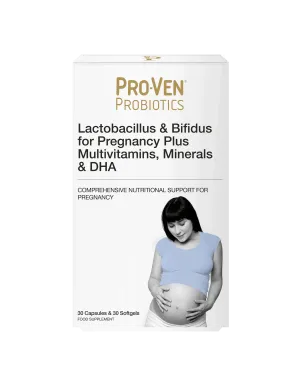 Pro-Ven Lactobacillus & Bifidus for Pregnancy Plus Multivitamins, Minerals & DHA 60 Capsules