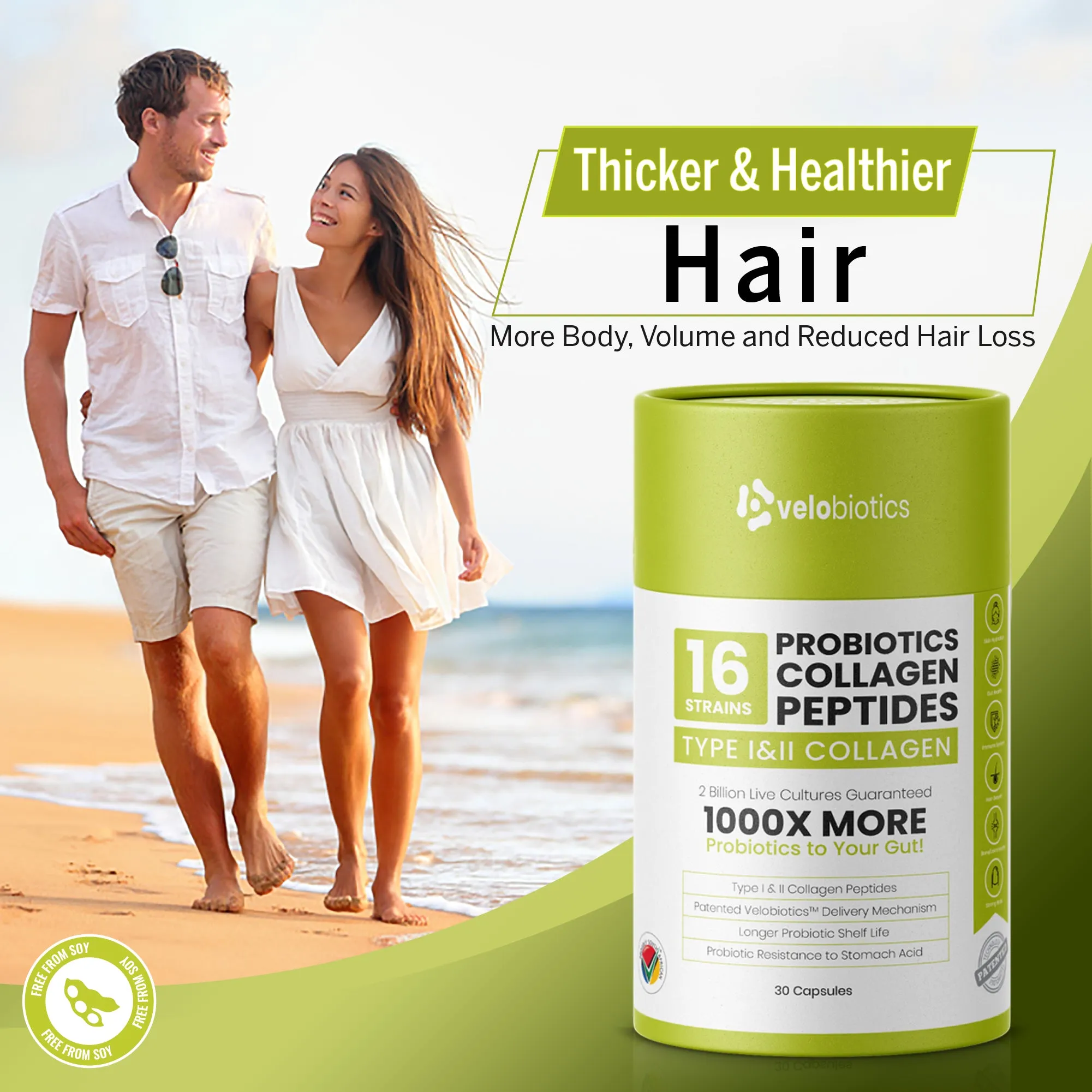 Probiotics Collagen Peptides Capsules for Skin, Hair, Nails & Joints