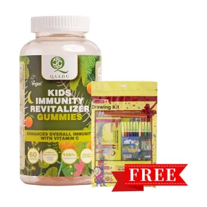 Qaadu Kids Immunity Revitalizer Gummies   Free Camlin Drawing Kit