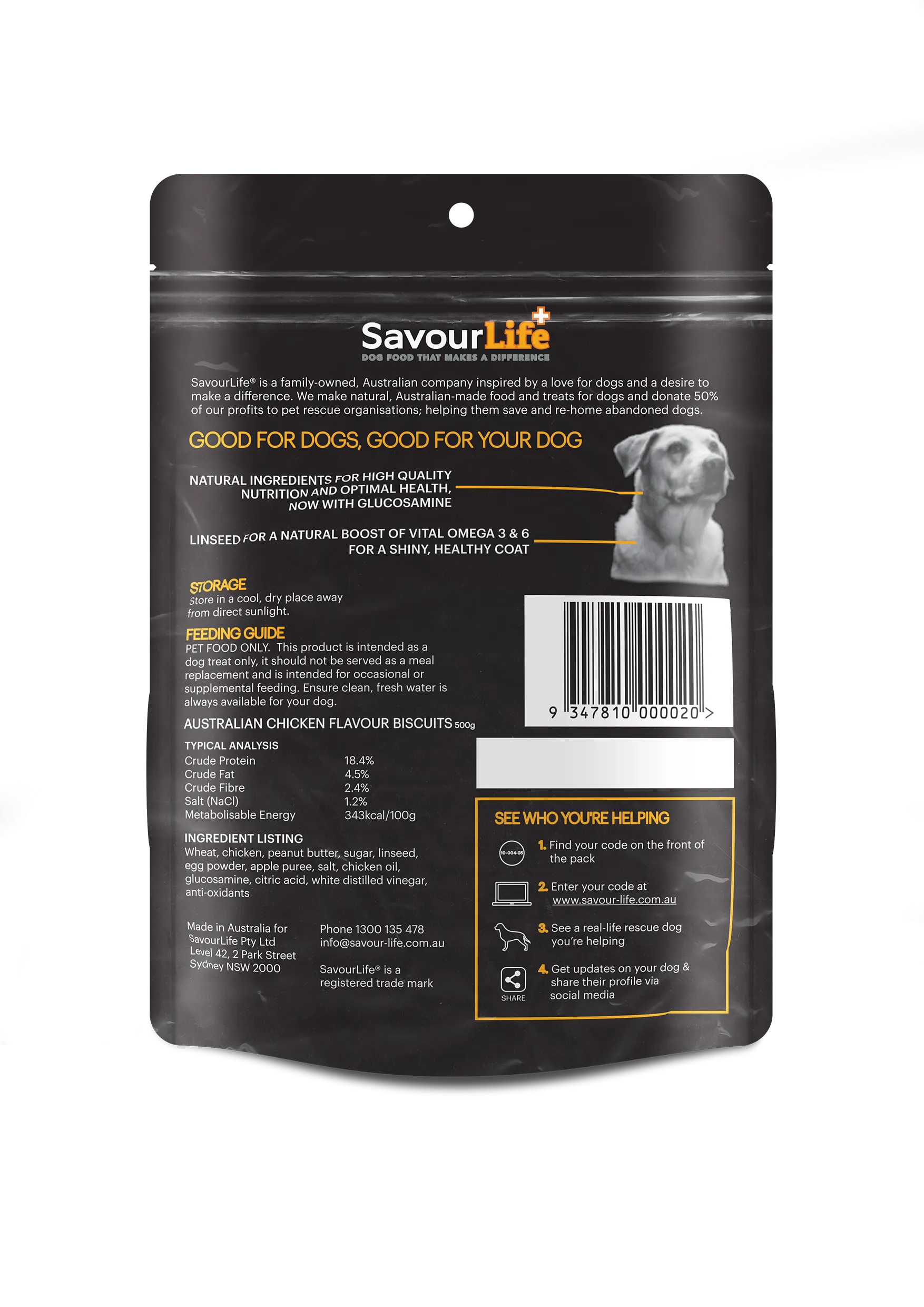SavourLife Dog Treat Australian Chicken Flavour Biscuits 500g