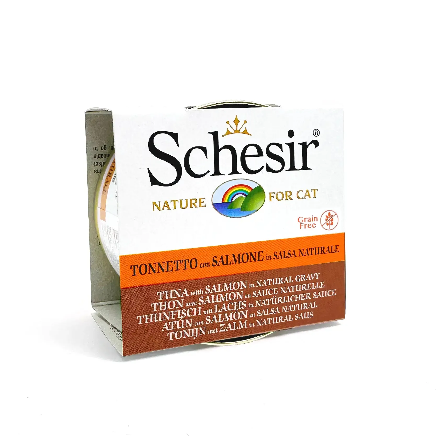 Schesir - Complementary Grain Free Wet Food for Adult Cats - Tuna with Salmon in Natural Gravy 70g