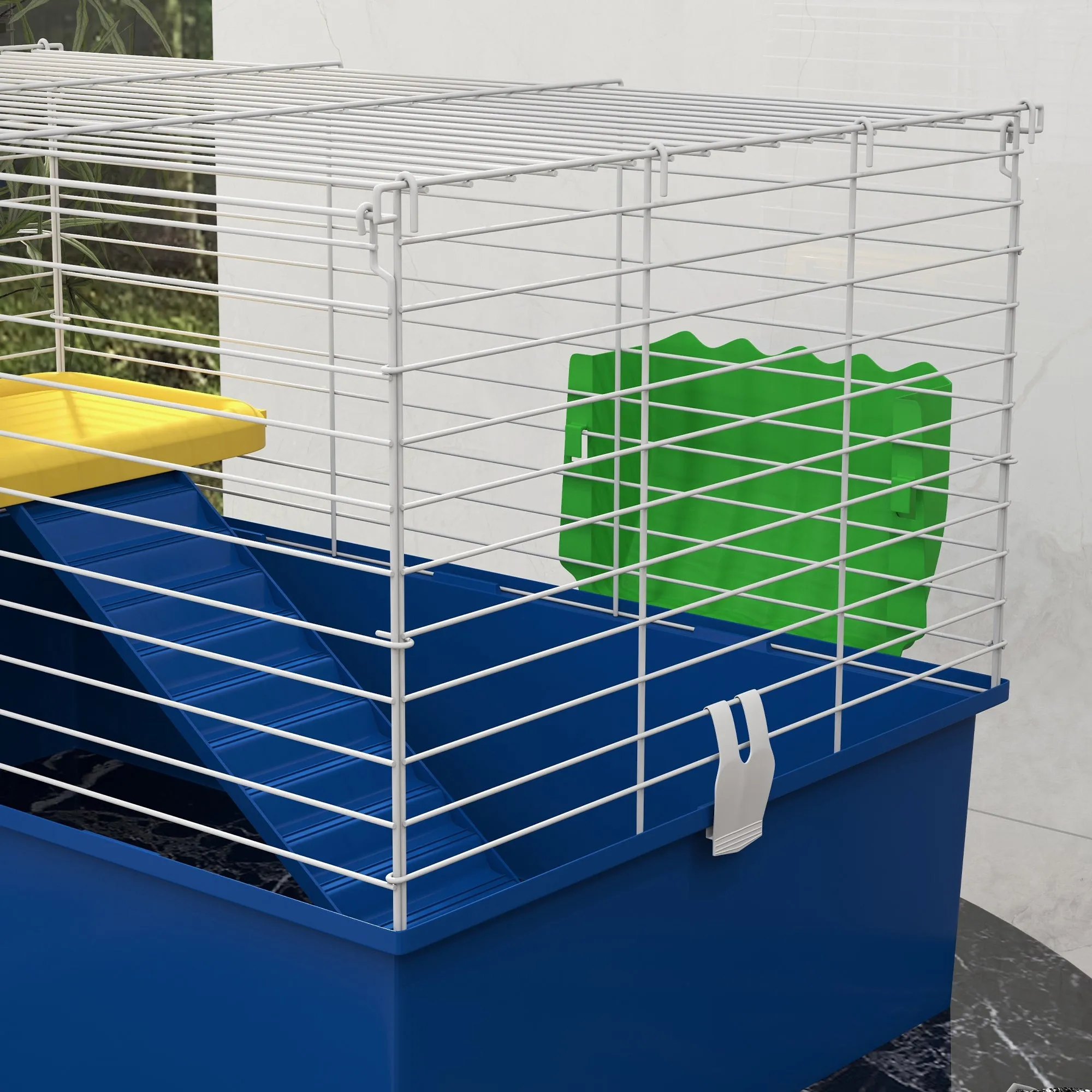 Small Animal Cage, Rabbit Guinea Pig Hutch, Pet Playhouse, Blue