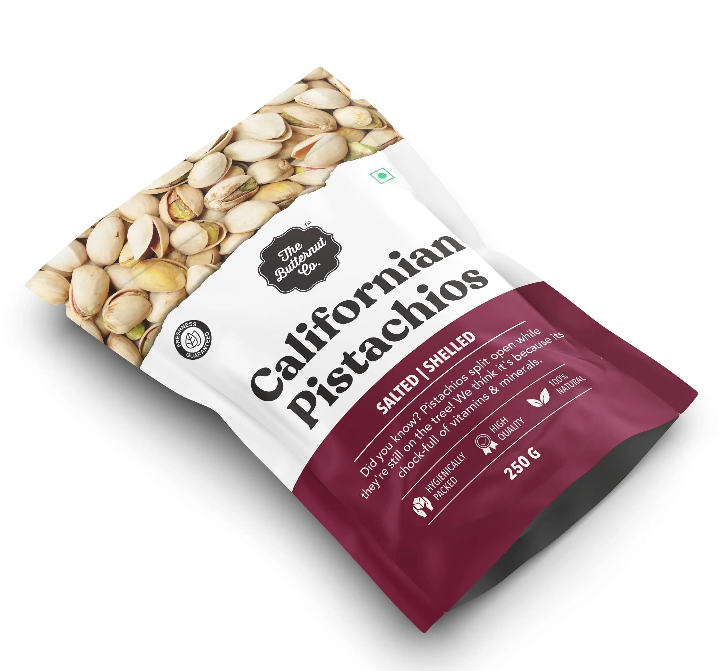 The Butternut Co. Roasted & Salted Californian Pistachios With Shell 250g | 100% Natural High Protein & High Fiber | Gluten Free | Whole Pista Nuts