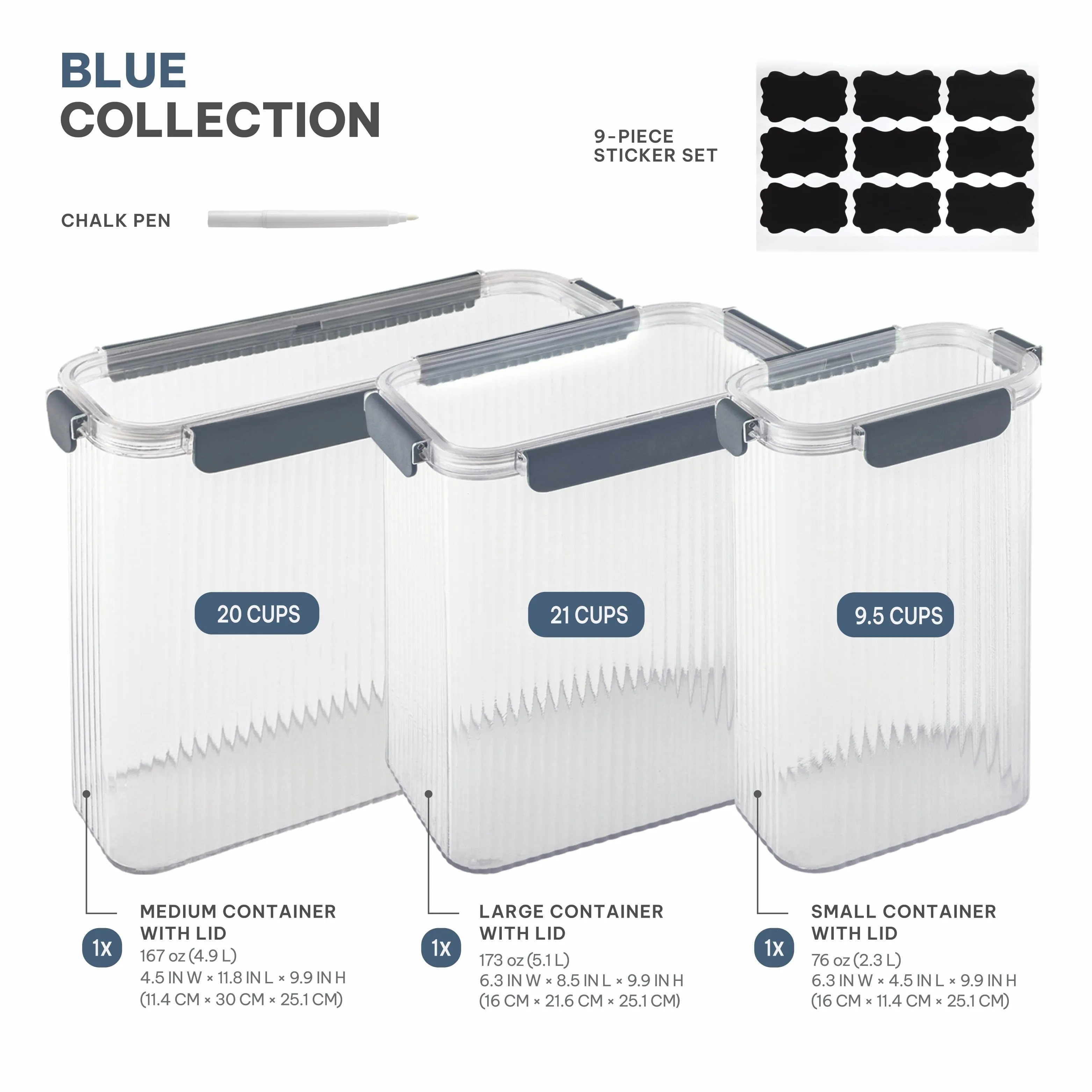 Thyme & Table 8 Piece Pantry Storage Container Set, Blue