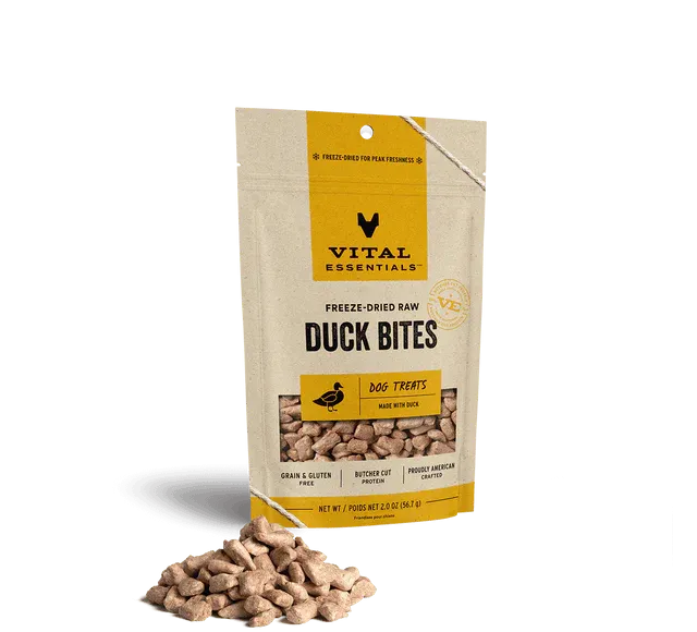 Vital Essentials Freeze-Dried Raw Duck Bites Dog Treats