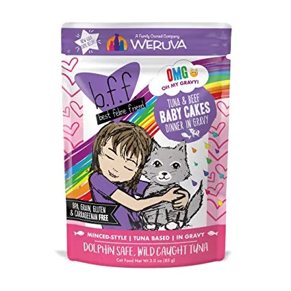 Weruva BFF OMG Tuna & Beef Baby Cakes in Gravy Pouch 2.8oz