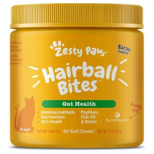 Zesty Paws Hairball Bites Salmon Flavored Chews for Cats (60 ct)