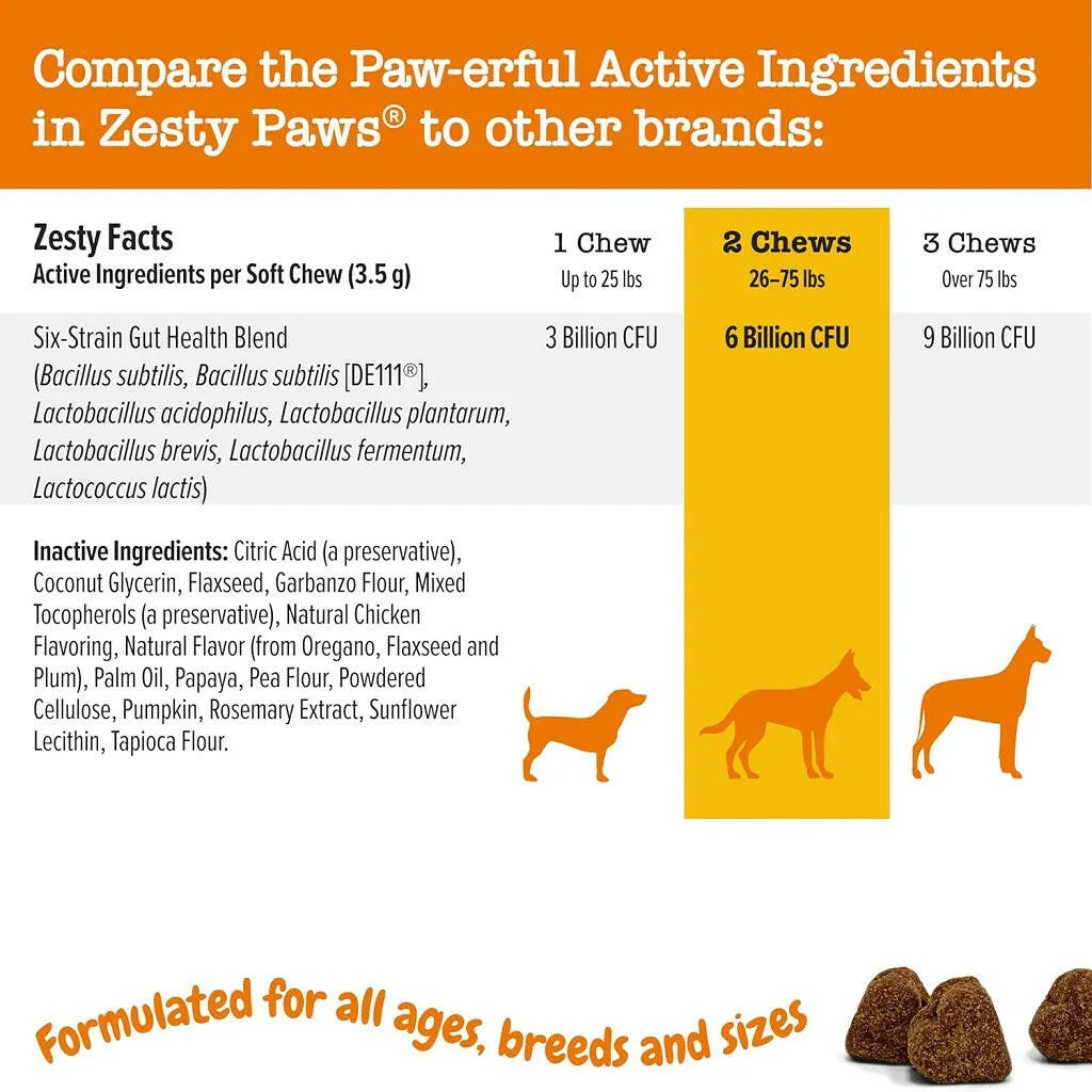 Zesty Paws Probiotic Bites Pumpkin Flavored Chews for Dogs (90 ct)